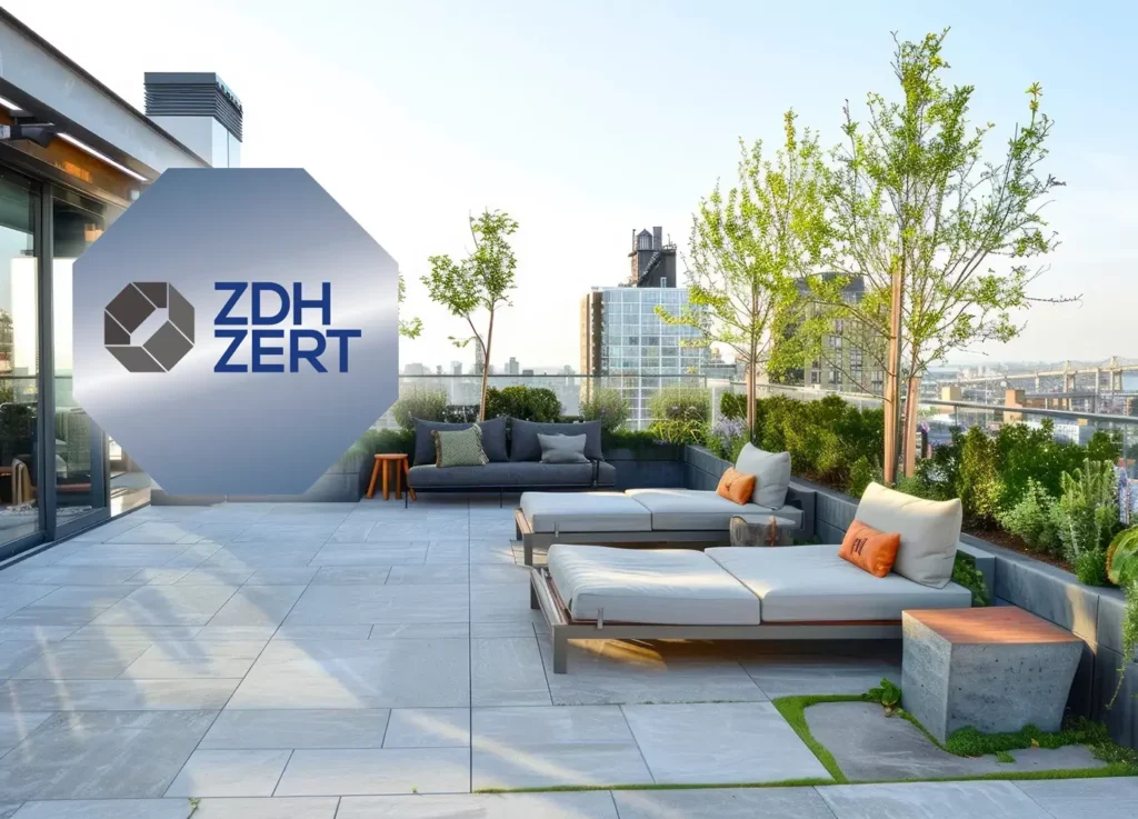 ZDH ZERT zertifiziertes Panorama-Geländer – selbsttragend Dachterrasse